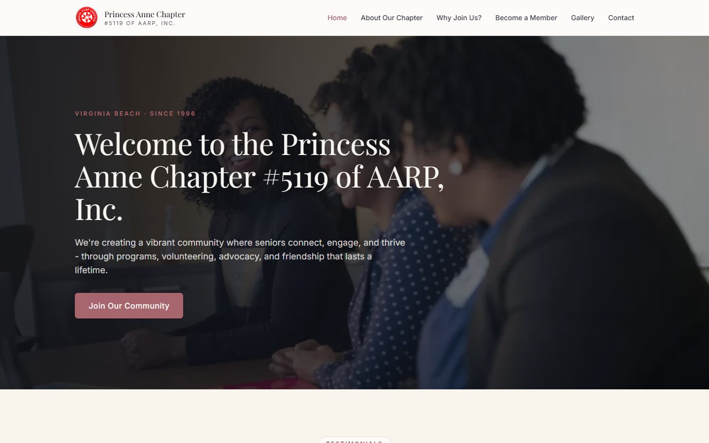 The AARP Princess Anne Chapter #5119 Website website